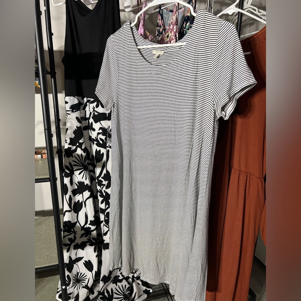 Talbots Black and White Striped Dress